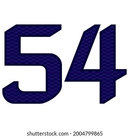 Number 54 Vector Illustration. Blue Number Fifty Four With Abstract Pattern Isolated On A White Background

