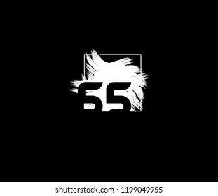 Number 55 Abstract Artistic Splash Grunge Stroke Logo