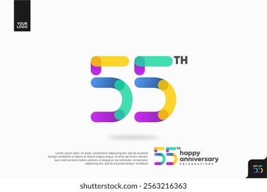 Number 55 logo icon design, 55th birthday logo number, anniversary 55