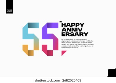 Número 55 diseño de icono de logotipo, número de logotipo de 55 cumpleaños, aniversario 55