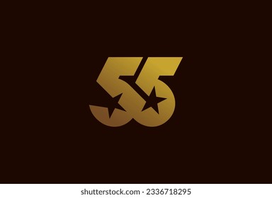 Number 55 Logo, Monogram number 55 formed from the infinity symbol with a star in the negative space, usable for business and anniversary logos, flat design logo template, vector illustration
