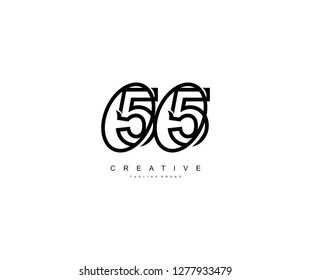 number 55 stylish concept rounded oval shape linear logotype