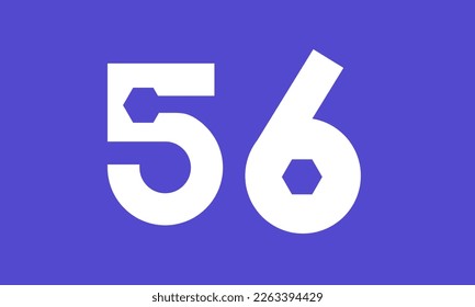 Number 56 Blue Tech Modern Hexagon Logo