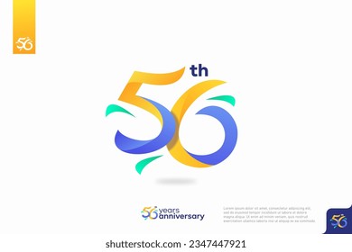 Diseño del icono del logo número 56, número del logotipo de 56 años, aniversario 56