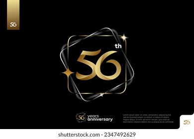 Diseño del icono del logo número 56, número del logotipo de 56 años, aniversario 56
