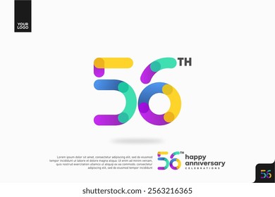 Number 56 logo icon design, 56th birthday logo number, anniversary 56