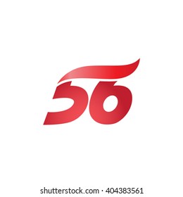 number 56 swoosh design template logo red