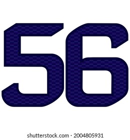 Ilustración vectorial número 56. Azul Número Cincuenta Y Seis Con Patrón Abstracto Aislado En Un Fondo Blanco
