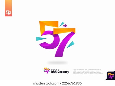 Number 57 logo icon design, 57th birthday logo number, anniversary 57