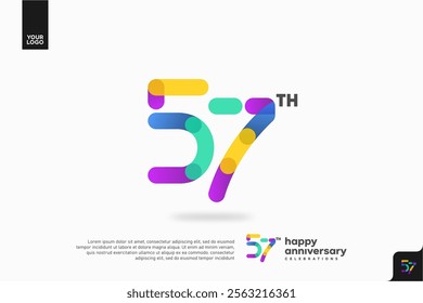 Number 57 logo icon design, 57th birthday logo number, anniversary 57