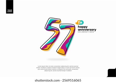 Number 57 logo icon design, 57th birthday logo number, anniversary 57