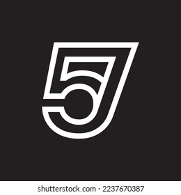 Número 57 línea de esquema vectorial del logotipo 57 aniversario