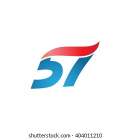 number 57 swoosh design template logo blue red