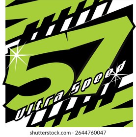 Number 57 vector design, cool green colored concept.