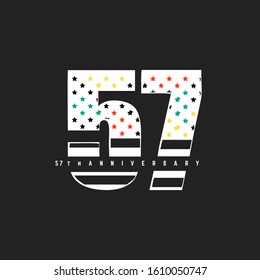 Number 57 vector font alphabet colorful map design symbol logo