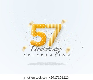 Number 57th for anniversary celebration. with unique and clean balloons numbers. Premium vector for poster, banner, celebration greeting.