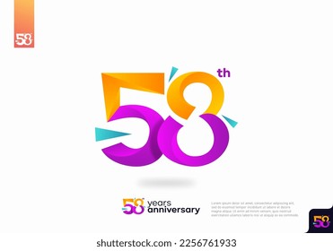 Number 58 logo icon design, 58th birthday logo number, anniversary 58