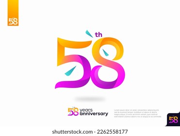 Number 58 logo icon design, 58th birthday logo number, 58th anniversary.