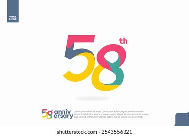Number 58 logo icon design, 58th birthday logo number, anniversary 58