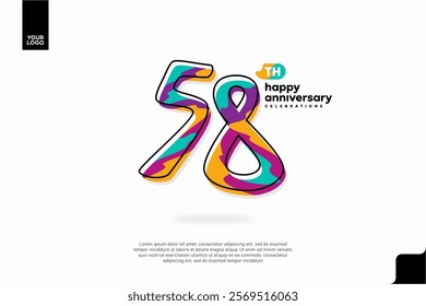 Number 58 logo icon design, 58th birthday logo number, anniversary 58
