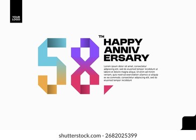 Number 58 logo icon design, 58th birthday logo number, anniversary 58