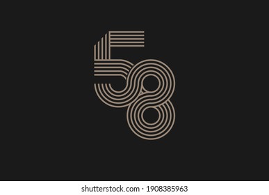 Number 58 Logo, Monogram Number 58 logo multi line style, usable for anniversary and business logos, flat design logo template, vector illustration