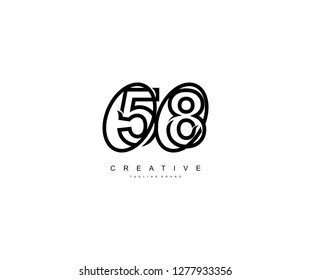 number 58 stylish concept rounded oval shape linear logotype