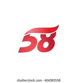 number 58 swoosh design template logo red