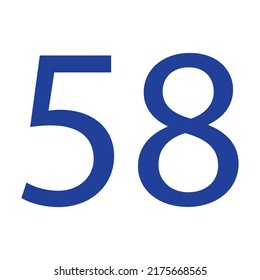 NUMBER 58 VECTOR ILLUSTRATION ISOLATED ON WHITE BACKGROUND