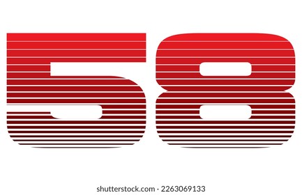 Number 58 Vector Illustration. Red Number Fifty Eight Isolated On A White Background
