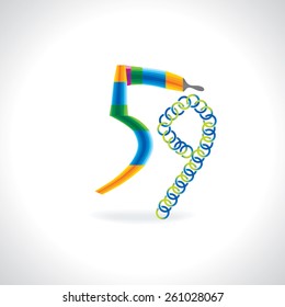 number 59 created by painting brush and green blue circles