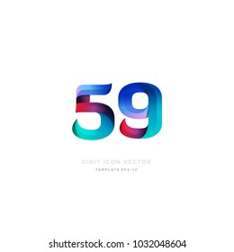 Number 59 fifty nine multi colour digit icon vector template.
