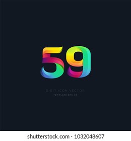 Number 59 fifty nine multi colour digit icon vector template.
