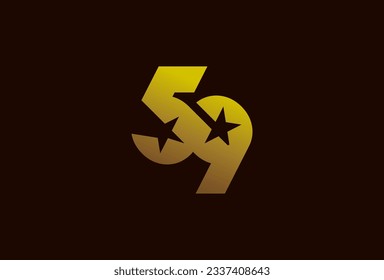 Number 59 Logo, Monogram number 59 formed from the infinity symbol with a star in the negative space, usable for business and anniversary logos, flat design logo template, vector illustration