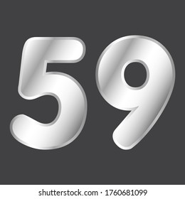 Número 59 vector en estilo plateado. Ilustración vectorial Eps10.