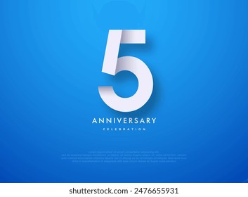 Number 5th design for anniversary celebrations, with unique and rare numbers. Charming premium vector design for posters, greetings, invitations and social media posts.