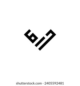 Anzahl 6, 1 und 7 Quadrat, Symbol für das Herz, einfaches Logo, Vektorgrafik