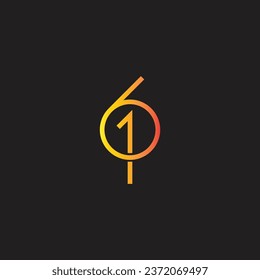 Número 6 1 combinación símbolo geométrico simple vector de logotipo