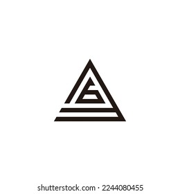 Number 6 in 3, triangle geometric symbol simple logo vector