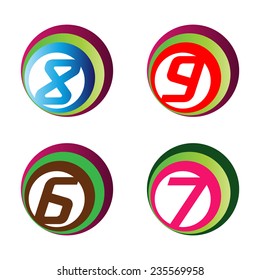 Number 6, 7, 8, 9, logo template 