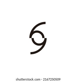Number 6 and 9 circle, line geometric symbol simple logo vector