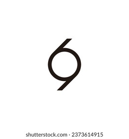 Number 6 9 combination geometric symbol simple logo vector