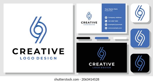 Nummer 6 9 Icon Creative Circle Loop Modern Logo Design Inspiration mit Layout Template Business Card