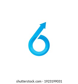 número 6 Flechas plantilla de logotipo diseño de ilustración de icono vectorial