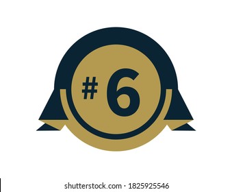 Number 6  badge design vector
