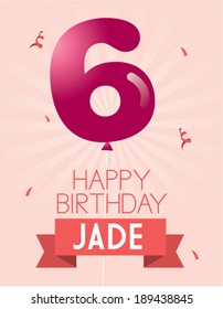 number 6 balloon birthday card template vector/illustration