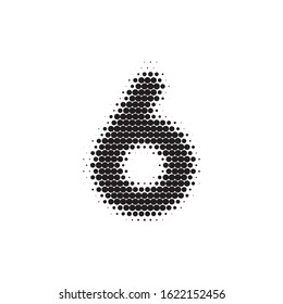 Number 6 Black Halftone Pattern Font