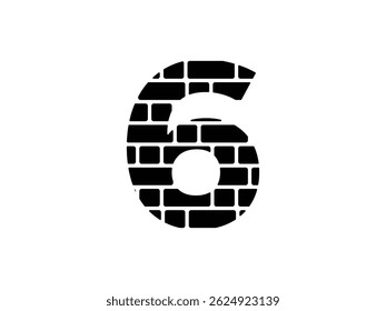 number 6 brick wall symbol icon design vector isolated transparent background