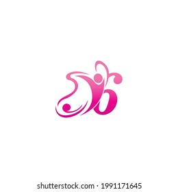 Number 6 butterfly and success human icon logo design illustration vector