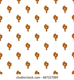 Number 6 from caramel pattern seamless repeat in cartoon style vector illustration